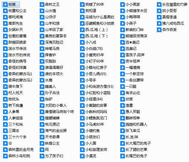 儿童动画片共300多部精品动画片